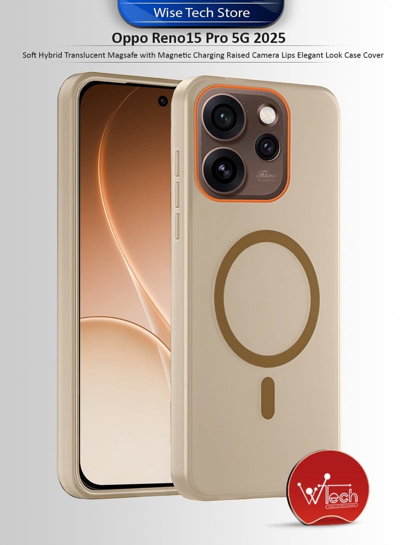 دبليو تيك غطاء هاتف أوبو رينو15 برو 5G 2025 شفاف هجين ماجسيف مع شحن مغناطيسي ورفع حافة الكاميرا مظهر أنيق (MCMPMN) - بني - Image 1